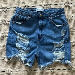 Wax Jean Blue High-Waisted Distressed Jean Shorts
